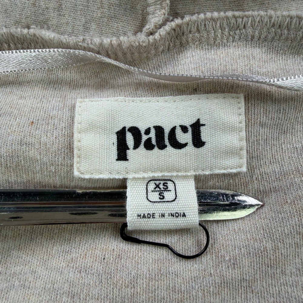 NWOT Pact Organic Cotton Cardigan Sweater Oatmeal Beige Open Front Womens XS / S - Picture 5 of 12